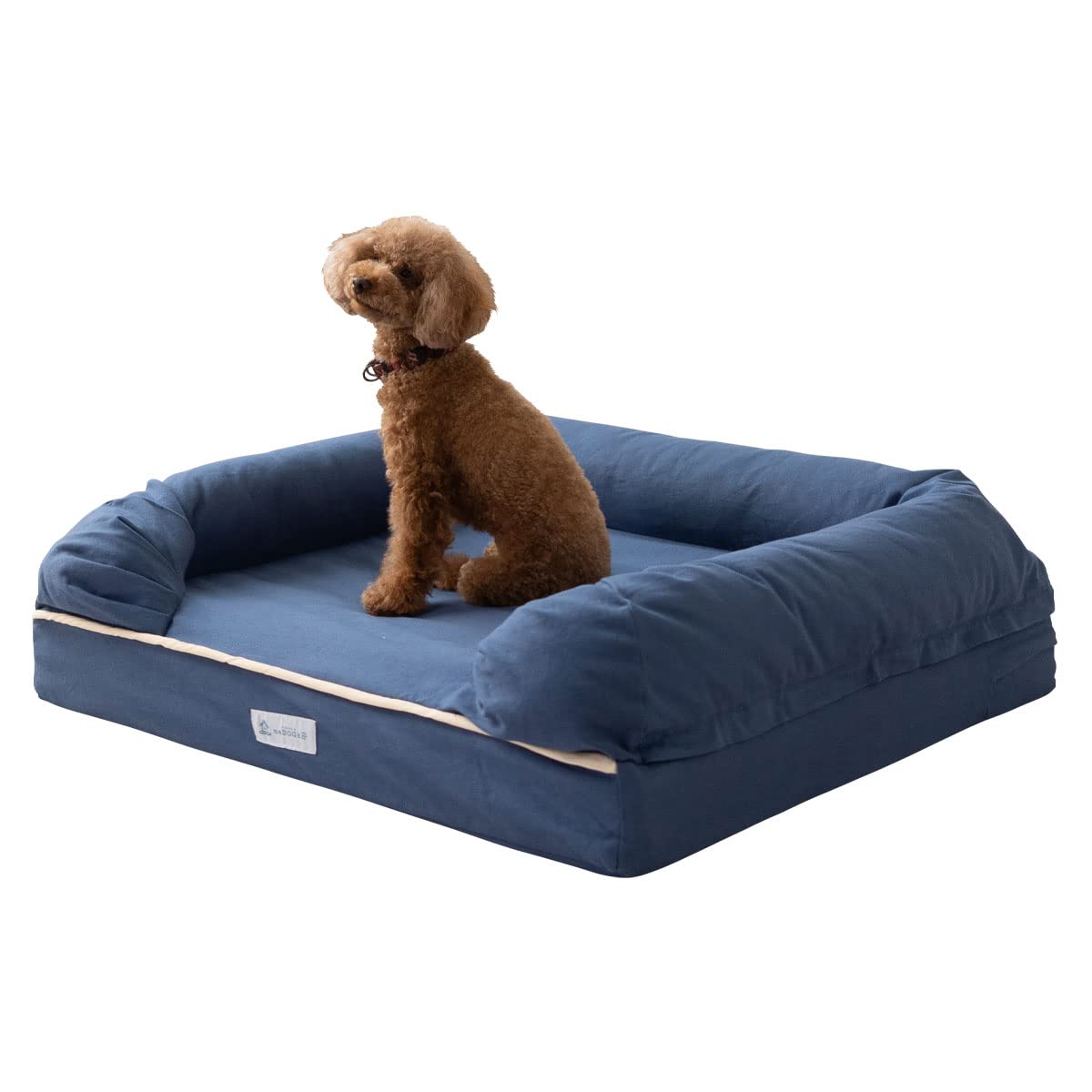 

neDOGko 3D Puppy Bed, Suitable for Medium and Large Dogs, Urethane Foam, Large Size, Navy Blue, Washable, Standing Support, Durable, Emool