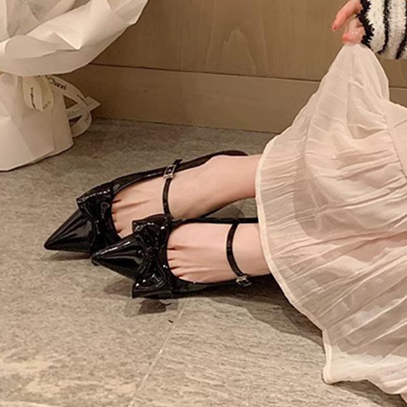 

Bow Women Flats Shoes Pointed Toe Fashion Dress Loafers Shoes Shallow Sexy Autumn Mary Jance 2025 Designer Luxury Zapatos Mujer 40 чёрный