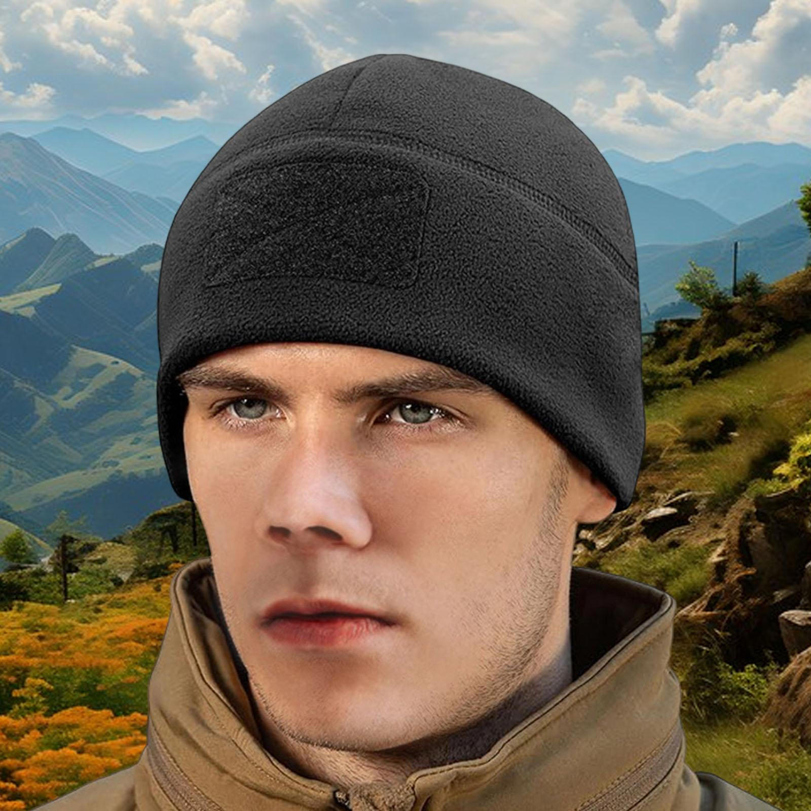 

Beanie Mens Fleece Cap Watch Outdoor Sports Hat Thick Soft Windproof Suitable for Autumn Winter чёрный