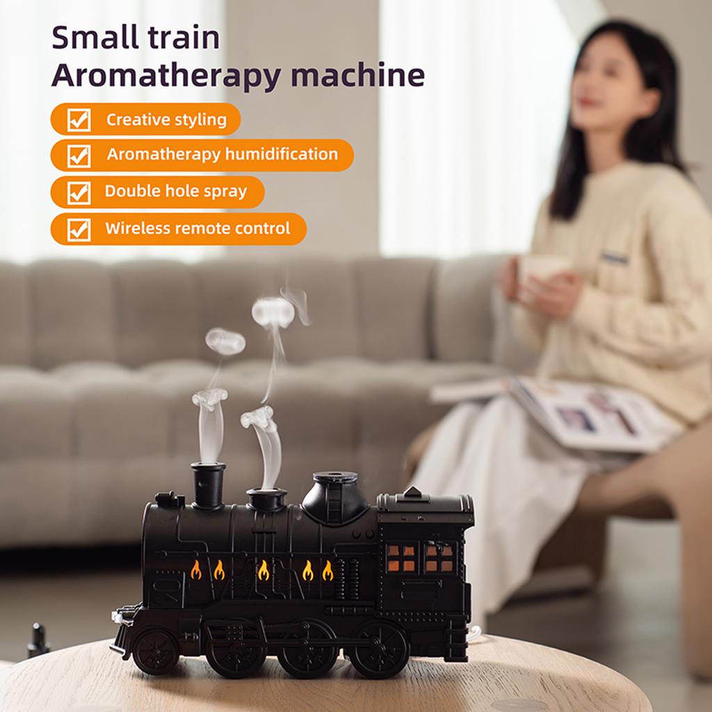 300ML Vintage Steam Train Essential Oil Diffuser with 2-Color LED Light/2 Mist Modes Aroma Diffuser for Home Decor & Gifts