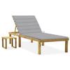 VidaXL Garden Lounge Chair with Table and Cushion Impregnated Pine 3065835