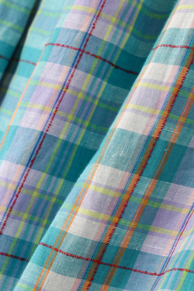 Human Woman Voluminous Tucked Skirt Check Check (Madras Pattern) / Women's / 077-5120402 143_Green