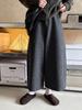 Women's Retro Plaid Wool Cropped Wide-Leg Pants - 80% Wool, Thickened for Winter