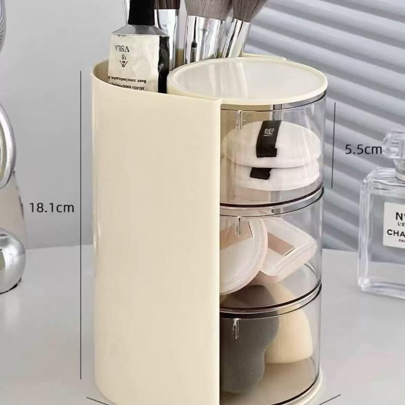 1Pc Cosmetic Organizer Bathroom Makeup Cushion Organizer Beauty Egg Storage Display Case Rotating Compartment Organizer