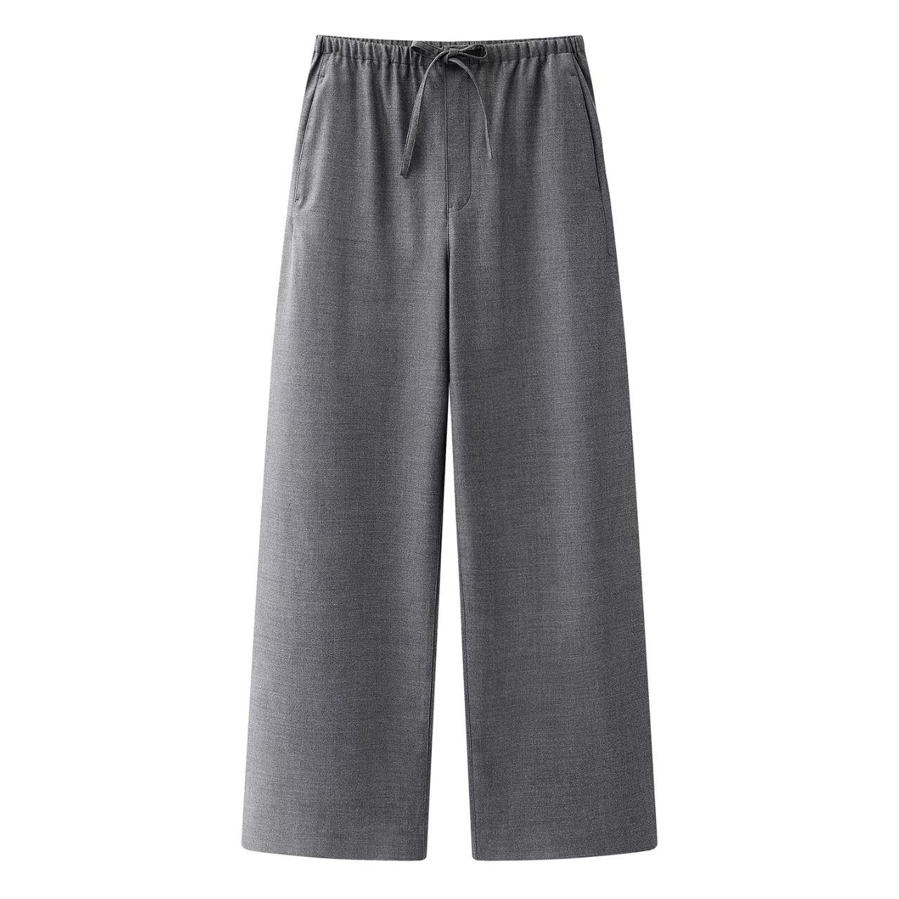 

In Stock: 2026 Spring New Style Casual Slimming Straight-Leg Drawstring Lace-up Pants L серый