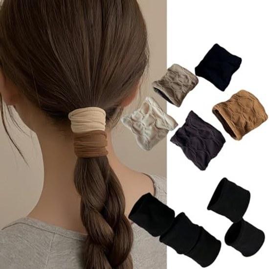 2026 Latest Hair Ties 10-Piece Set Korean Style Stylish No Marks Simple Thick High Elasticity Holders Soft Headache Ponytail Rings Bun Accessories
