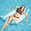 1PC Inflatable Water Hammock with Mesh Outdoor Foldable Striped Floating Bed Pool Lounge Chair for Beach Fun