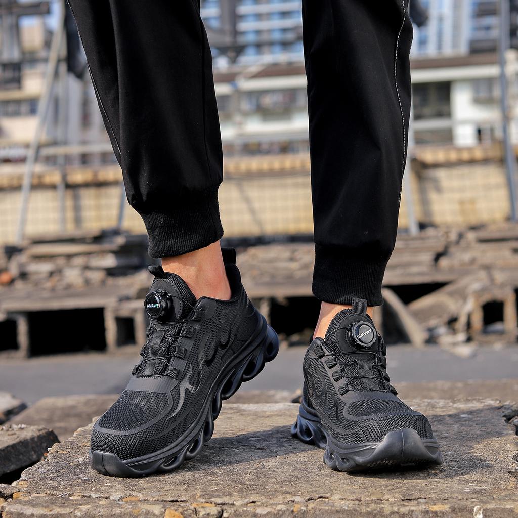 Rotating Button Safety Shoes Men and Women Steel Toe Sneaker Work Shoes Man Puncture Proof Work Safety Boots Protective Shoes