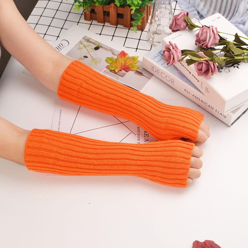 Knitted Long Fingerless Mittens Winter Glove Women Men Arm Warmer Gloves Crochet Half Finger Fashion Stretchy Wrist Arm Sleeves