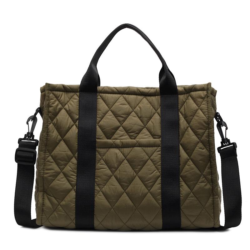 Bag Women's Korean Ins Cotton Bag 2025 New Diamond Large-capacity Portable Tote Bag Commuter Shopping Shoulder Bag