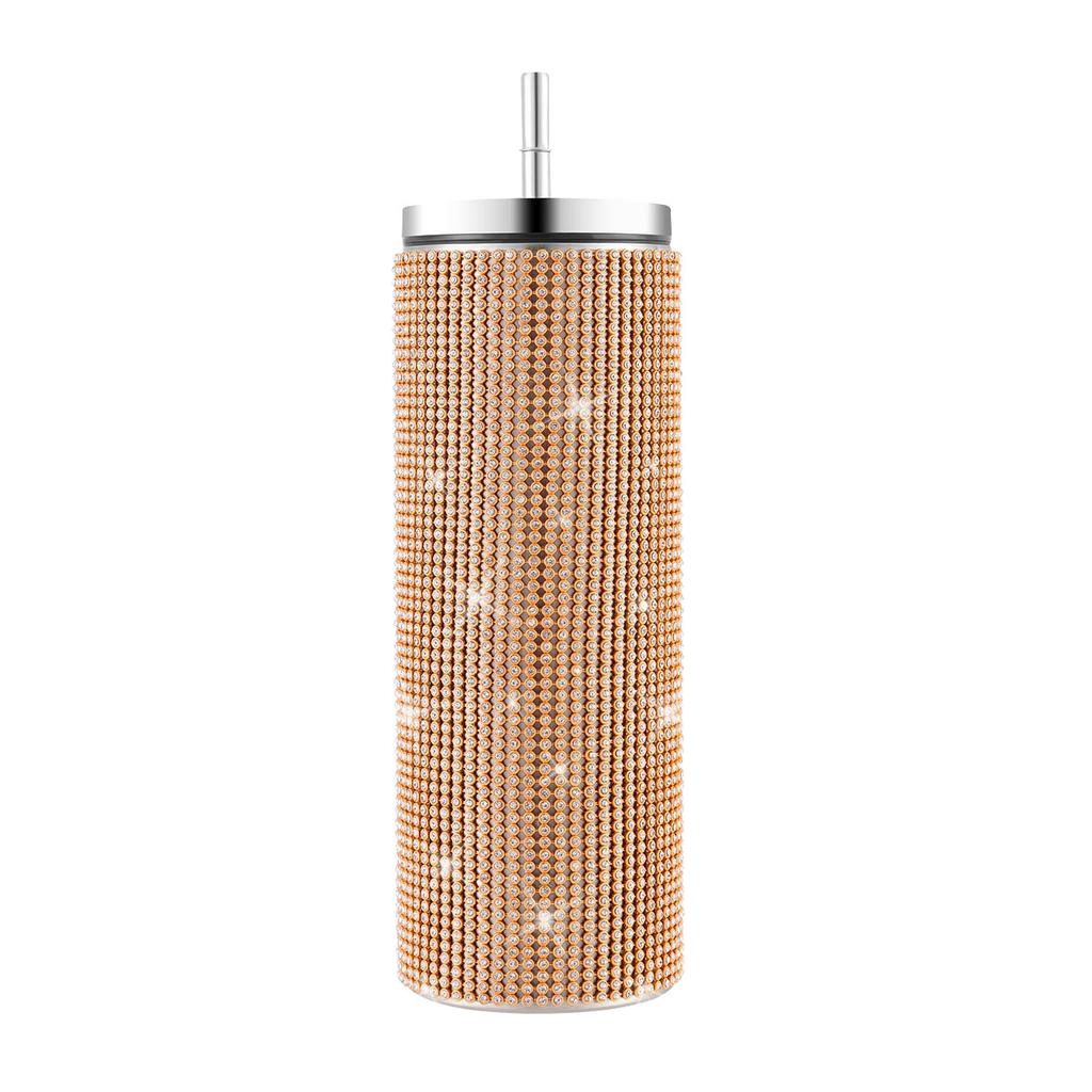Diamond Stainless Steel Tumbler with Straw 20oz Thermos Bottle Sparkling Water Bottles Shining Coffee Mug Car Thermal Cup Mug