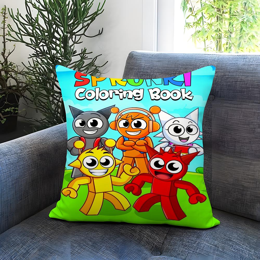 Popular Game Character Sprunki Cushion Cover Comfortable Reversible Pillow Cover Ideal for Car Sofa Bedroom Beyond
