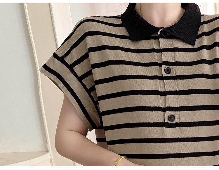 2026 Korean Striped Casual Maternity Polo Dress