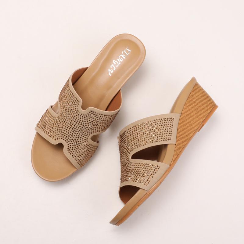 Cool Slippers Women's Summer Fashion Thick-soled Shoes Height-increasing Sloping Heels Trendy Half Slippers