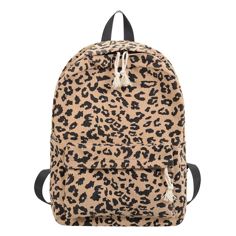 Women's Leopard Print Backpack Fashionable Student Schoolbag Girl Large Capacity Backpack