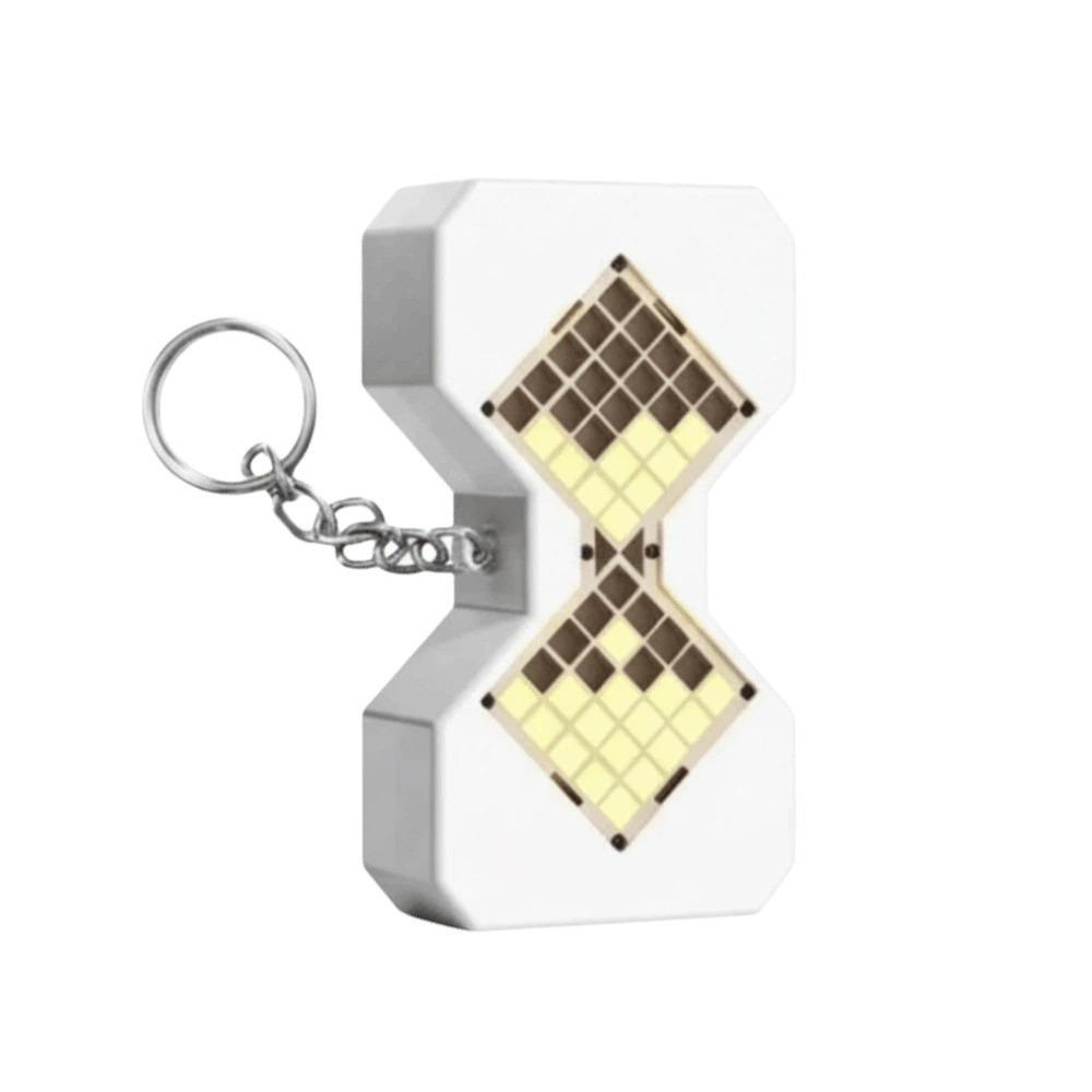 Cyberpunk Style Digital Sand Timer Key Chain Luminous Hourglass Key Ring for Gifts белый