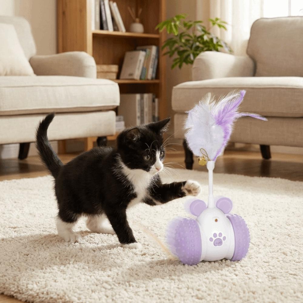 2 Play Mode Electric Racing Car Cat Toy USB Rechargeable Interactive Pet Toy Cat Training