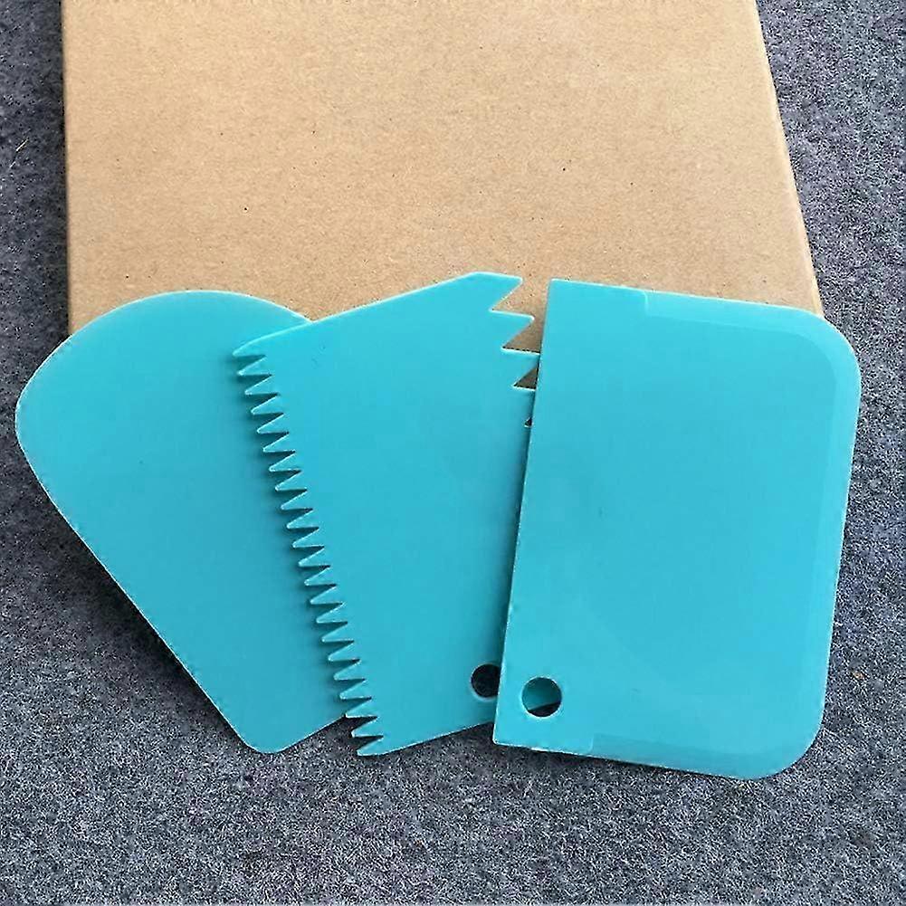 2026 3 Pieces Blue Dough Scraper Set for Cake and Dough