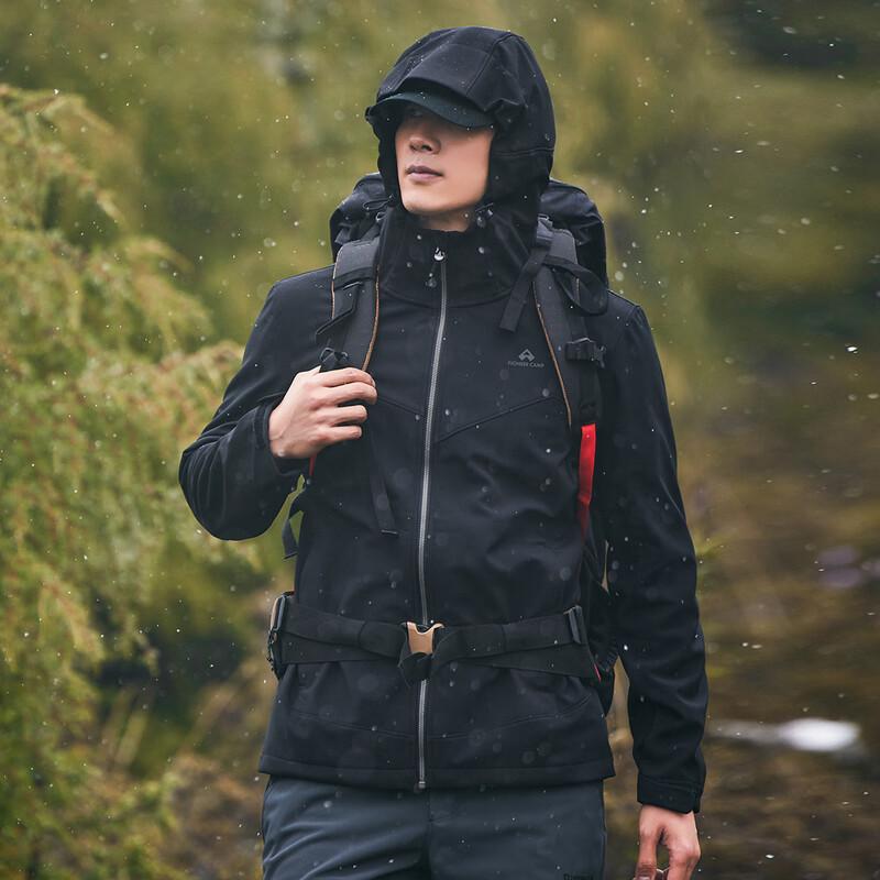 Men's Outdoor Windproof Waterproof Fleece-Lined Soft Shell Jacket