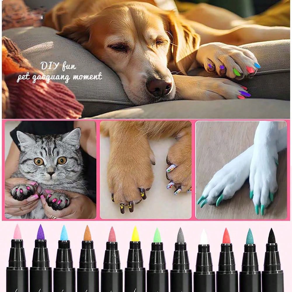 Pet Nail Polish For Dogs Or Cats, Easy Application Dog Nail Polish, Fast Dry Dog Polish-12colors
