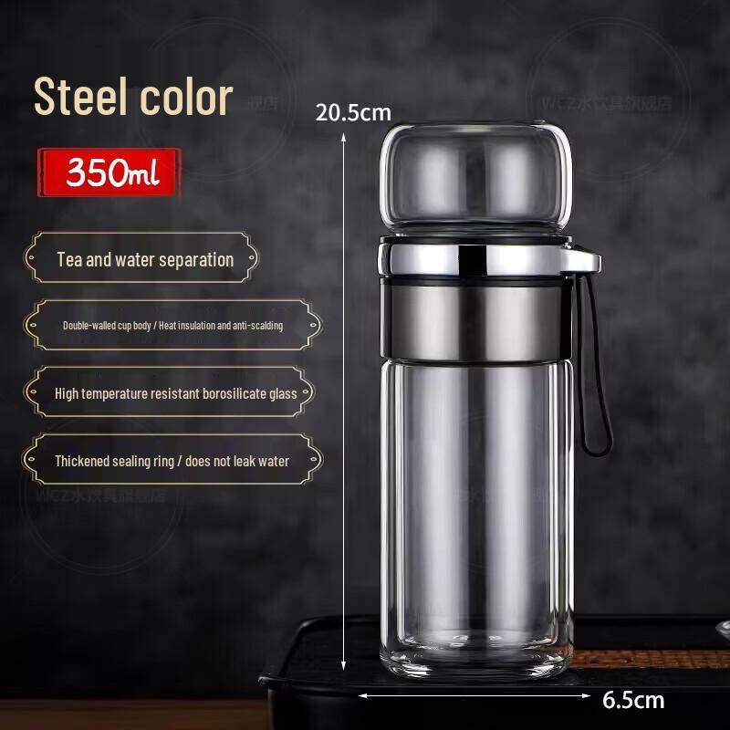 Portable Double Wall Glass Tea Tumbler with Infuser