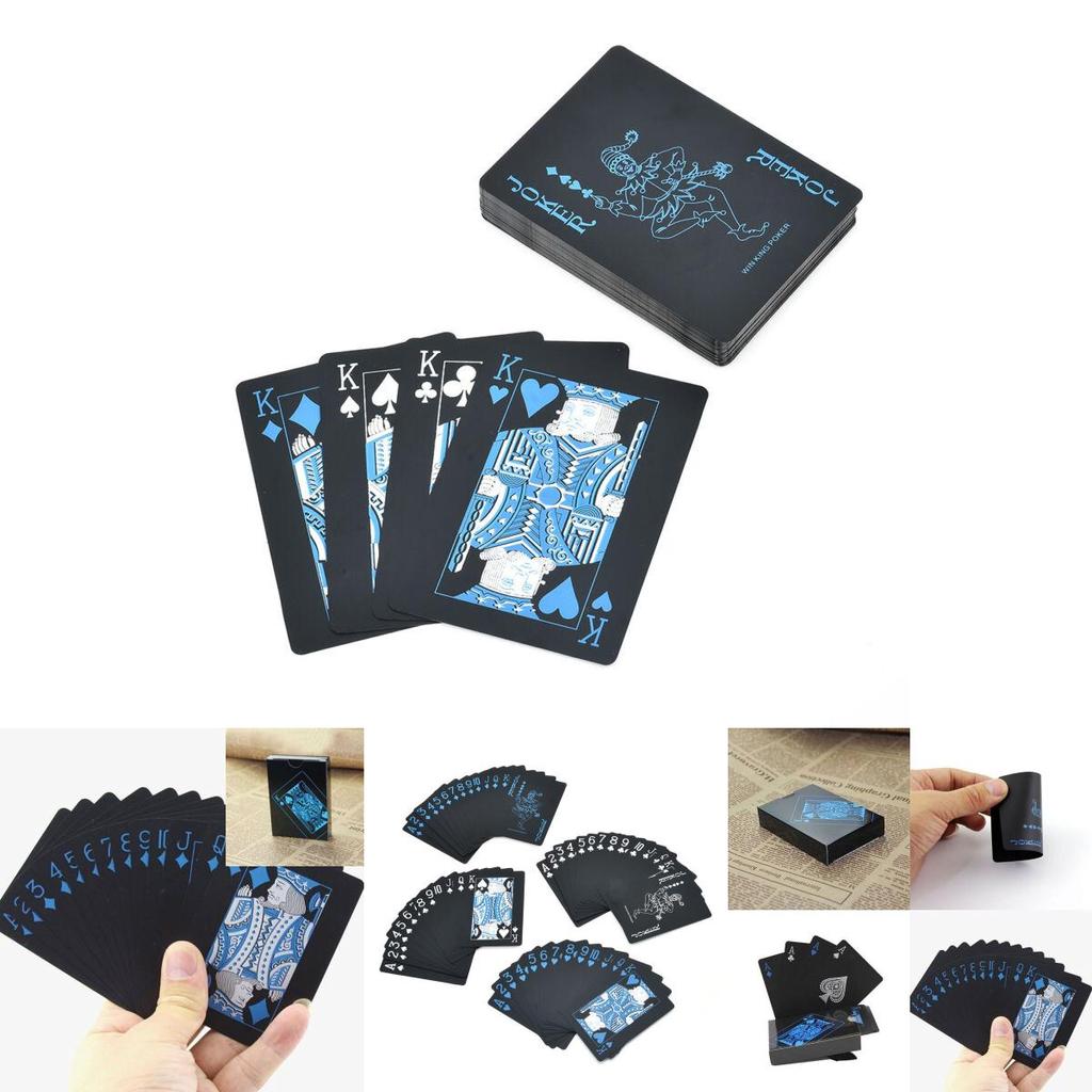 Premium Quality Black Plastic Poker Playing Cards Waterproof Magic Game Set