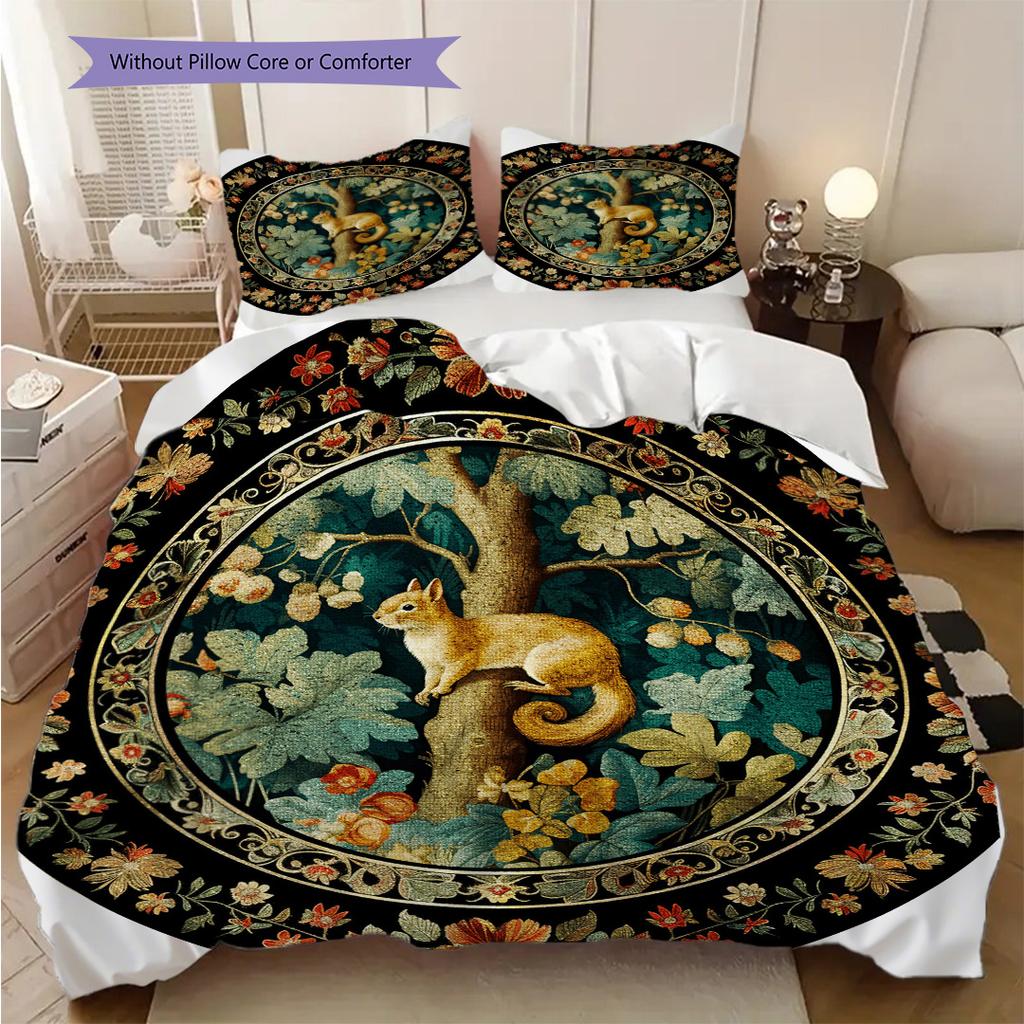 Medieval William Morris Rabbit Design bedding, duvet cover, pillowcase, home decoration, birthday gift (1 * duvet cover+2 * pillowcase, coreless)