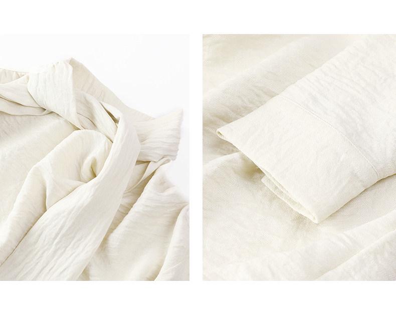 Damen Off-White Slim-Fit Langarmhemd mit fließendem Kragen - Vielseitiges Design für Herbst/Winter 2025