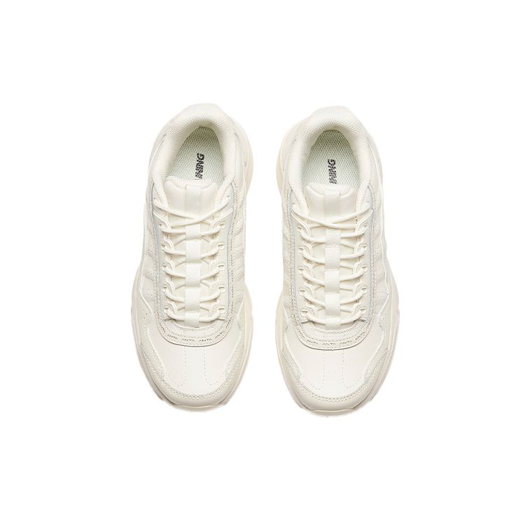Anta Synthetic Leather Minimalist Shock Absorbing Non-Slip Durable Low-Top Training Shoes Women Sneaker Ivory-White 122017772-3