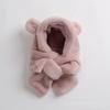 Soft Warm One-Piece Hat Scarf Winter Ear Protection Hats Lovely Baby Bear Plush Hat  Kids