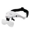 Head Magnifying Glass with 4 LED Light Head Mount Magnifier Glasses 5 Detachable Lens 1X 1.5X 2.0 X 2.5X 3.5X for Reading Repair