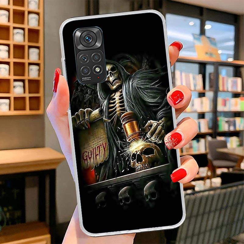 

Чехол для телефона Reaper Skull Skeleton Gun Cover для Xiaomi Redmi Note 15 14 13 12 11 10 Pro Plus 14S 12S 11S 11T 11E 10S Мягкие Fundas Redmi Note 13 4G