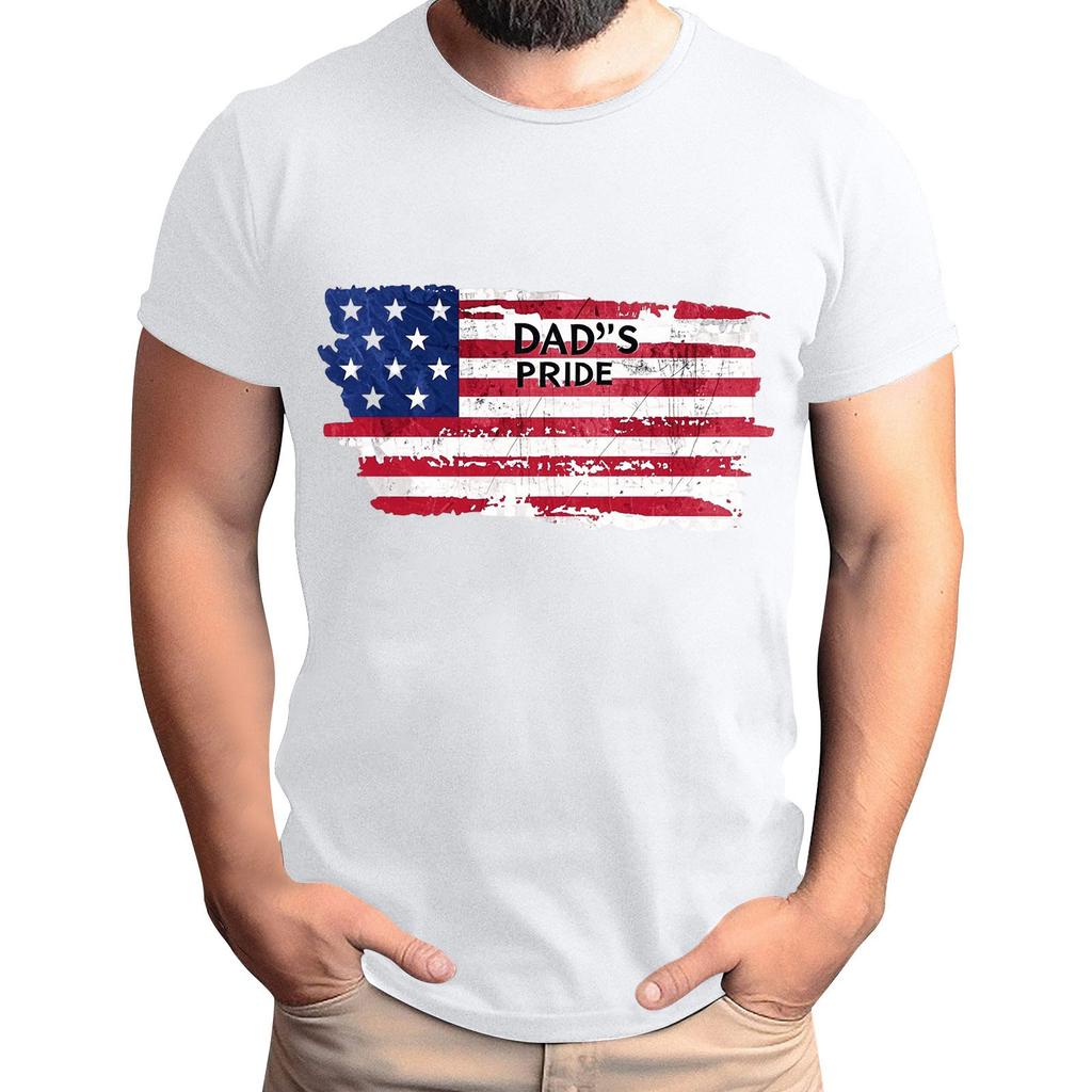 Men's Father's Day Flag Printed T-Shirt Men's Loose Casual Short Sleeve Top