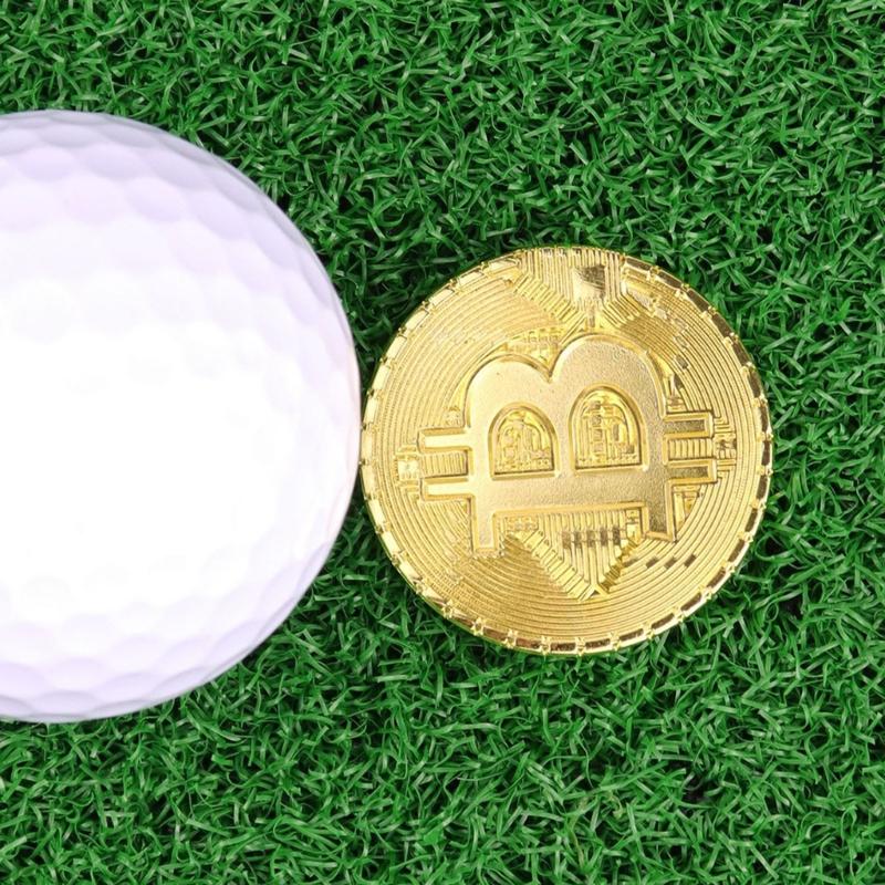 Goldmünzenmuster Golfball Zielmarkierer Magnetische Hutclips Ersatz-Golfballmarker-Kappen Clips mit Magnet