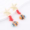 Exaggerated color tropical fish starfish seaside earrings ocean small fish natural vacation wind earrings