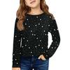 Girls' Long Sleeve Tee - Pleated Round Neck Casual Top