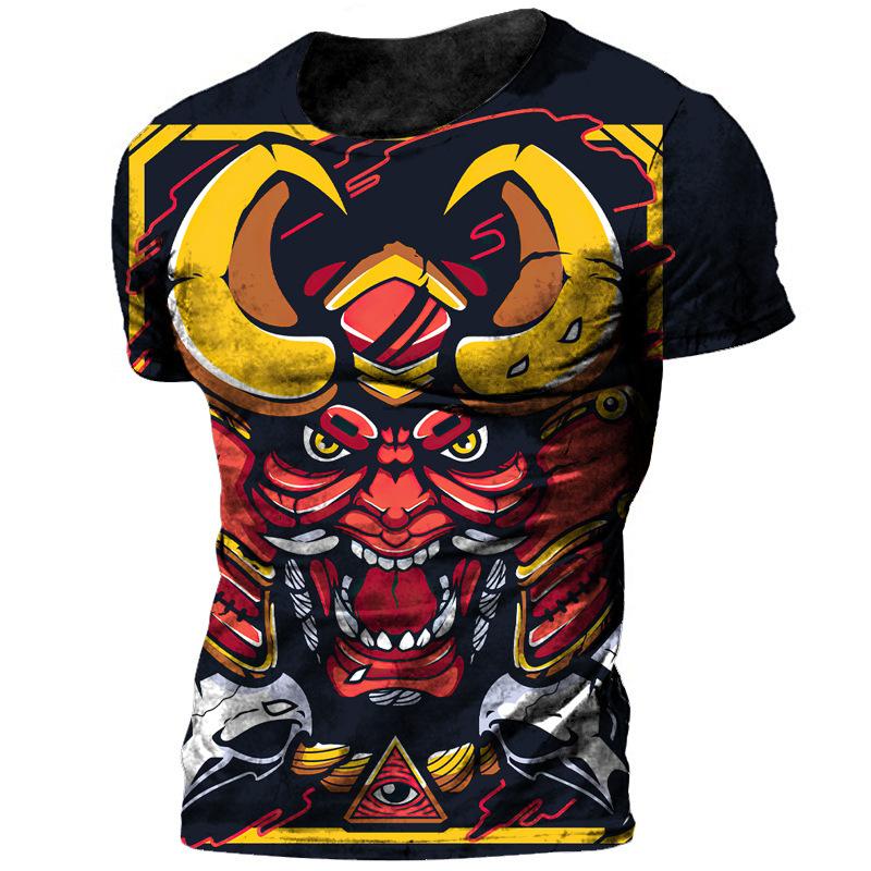 Summer New Trendy Men's Loose Breathable Round Neck Short Sleeve 3D Digital Printed Sports T-shirt