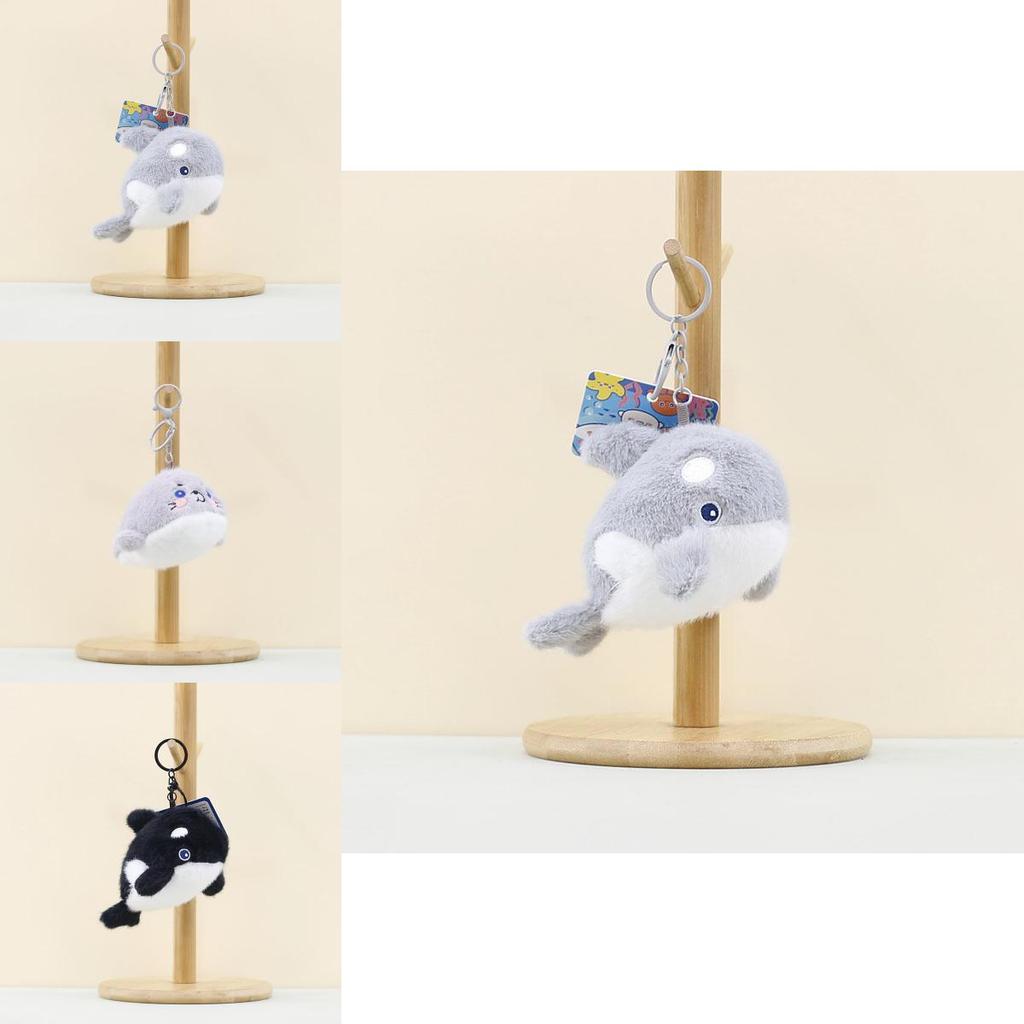 Adorable Plush Whale And Seal Keychain Accessories Soft Stuffed Animal Toys