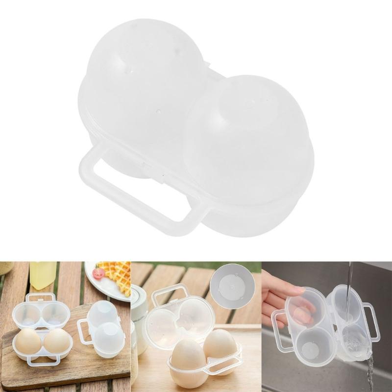 Plastic Eggs Protectors Tray Small Eggs Holder 2 Grid Eggs Storage Container with Fixed Handle  Eggs Storage Box