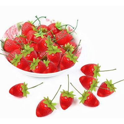 50 Synthetic Strawberries with Green Stems for Long Lasting Use In For Home Decoration Party Settings and Photo