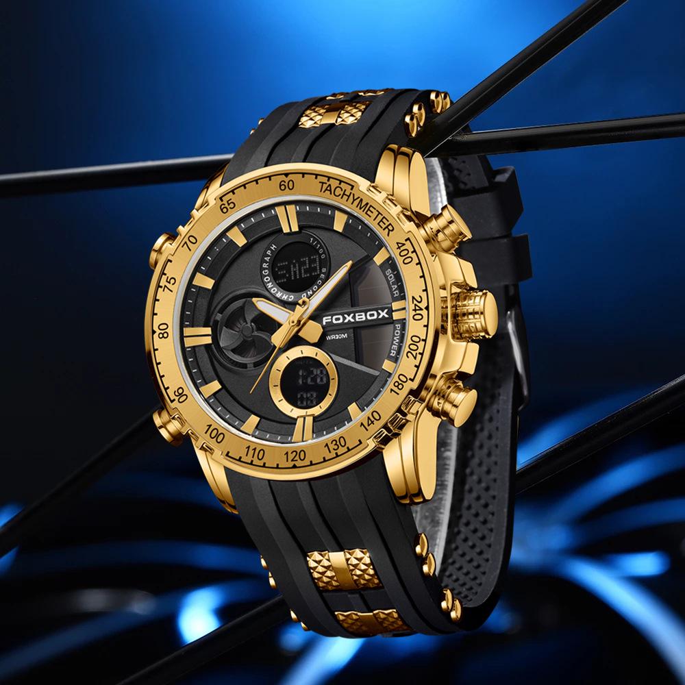 FOXBOX Men's Dual Display Luminous Waterproof Chronograph Watch