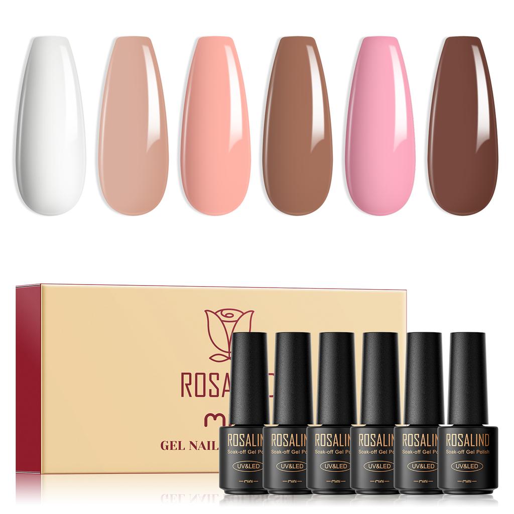 ROSALIND Gel Nail Polish Set 6pcs/Lot Nail Art Gel Polish Semi Permanent Gel Varnish Hybrid Soak Off UV Lamp Base Top Coat Gel Polish Kit