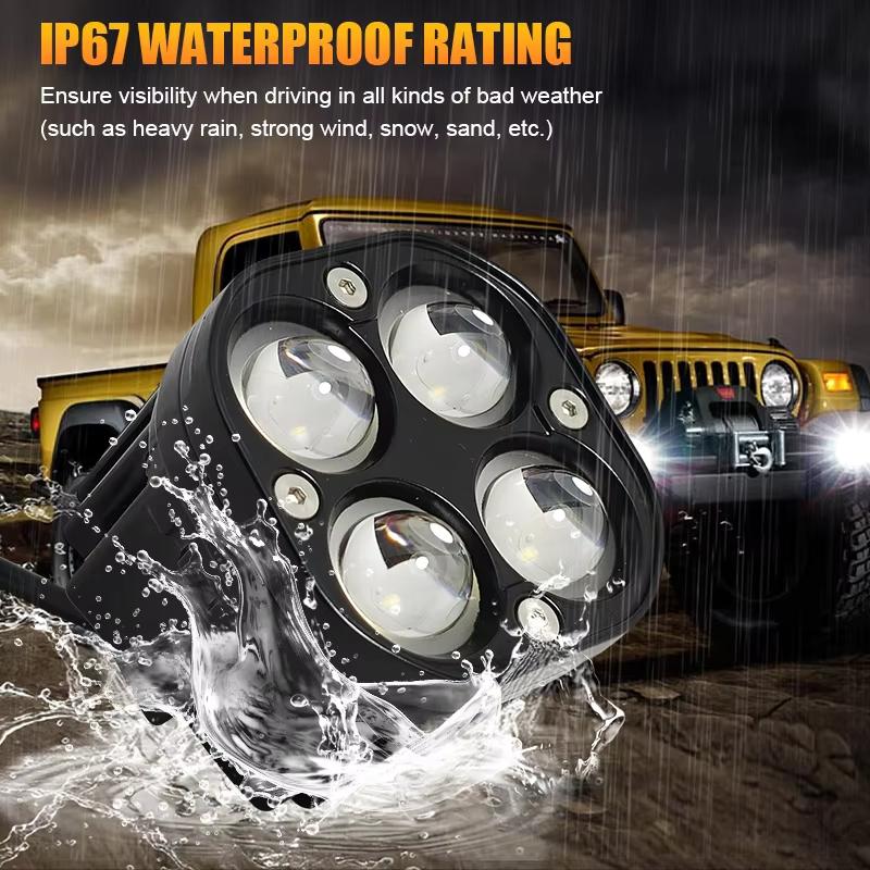 Maidsail 3 Inch 40W 12V LED Work Light 3500K Yellow Spot Beam Square Working Lamp for Car Motorcycle Boat Truck Universal