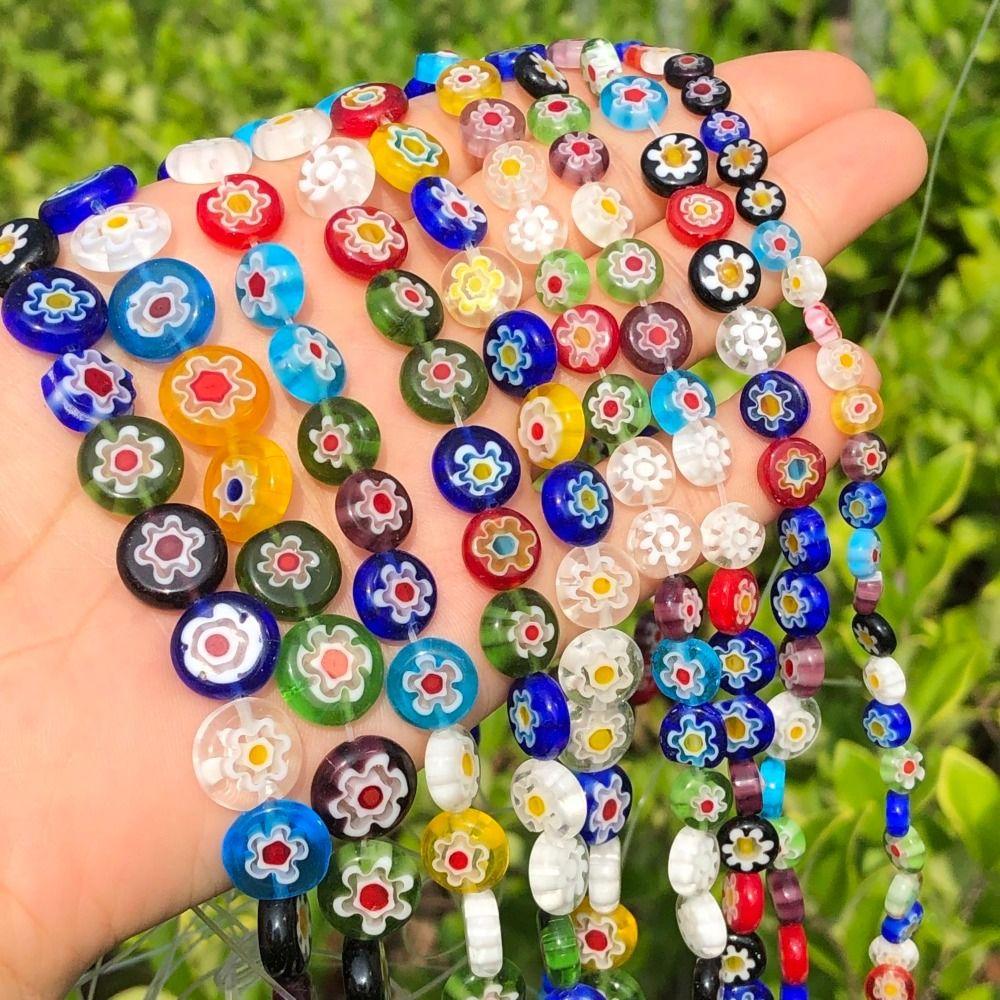 Round Flat Millefiori Lampwork Glass Beads 4/6/8mm Scattered Beads Jewelry Bracelet Making