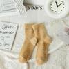 5 Pairs Winter Mink Velvet Socks Women White Black Warm Plush Home Sleeping Sock Soft Thicken Thermal Fluffy Middle Tube Socks