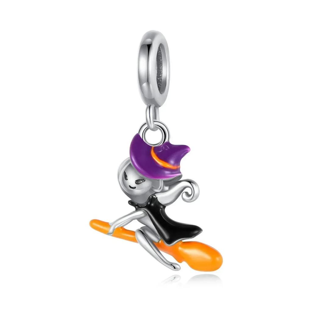 Halloween Copper Skull Charm Luminous Pumpkin Ghost Clown Bead Pendant Ring Necklace Bracelet Diy Jewelry Gift