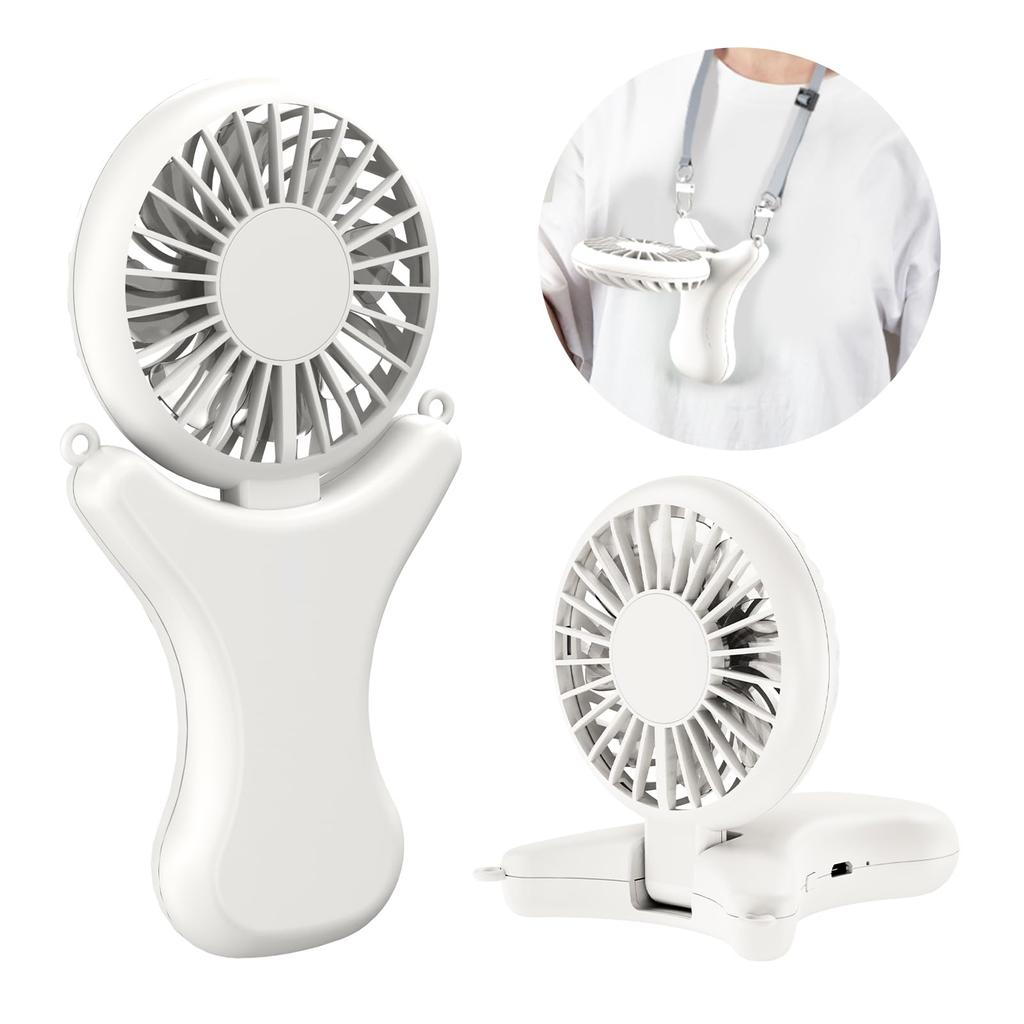 Portable Handheld Rechargeable USB 3 Speed Neck Mini Heatstroke with Strap Fan, Small, Fan, Quiet, Settings, Handheld, Tabletop, Fan, Fan, Prevention,