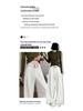 Women's Retro Minimalist Wide-Leg Khaki Suit Pants with Old Money Style Leather Belt