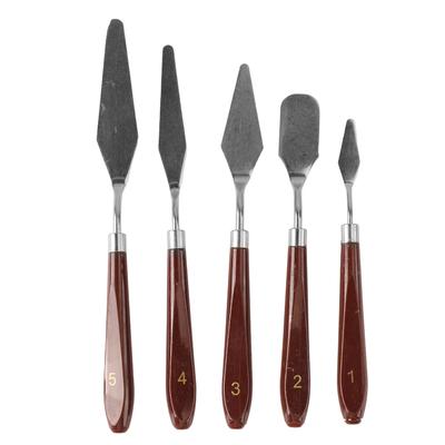5Pcs Palette Knife Stainless Steel Blade Wooden Handle Smoothing Elastic Painting Knife Set for