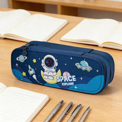 Estuche de Lápices de Doble Capa Cuero Sintético Bolsa de Papelería Linda Gran Capacidad Portátil Estuche para Bolígrafos para Suministros Escolares y de Oficina